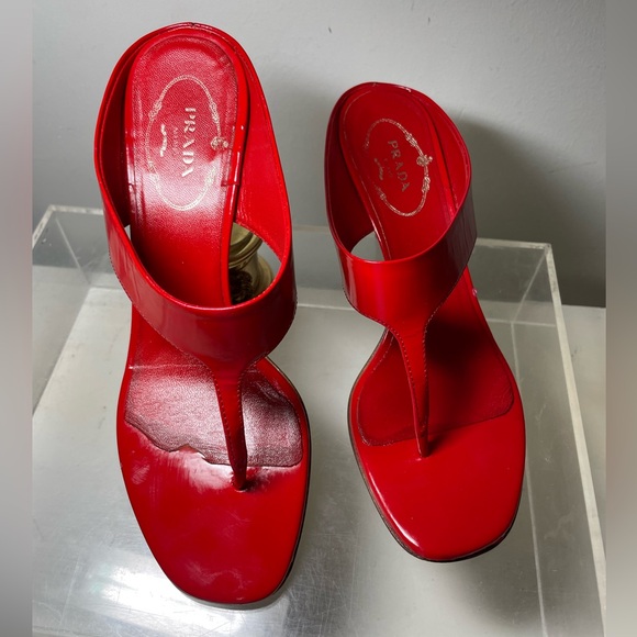 PRADA Patent leather slides red sz 36 made in italy - Picture 15 of 16